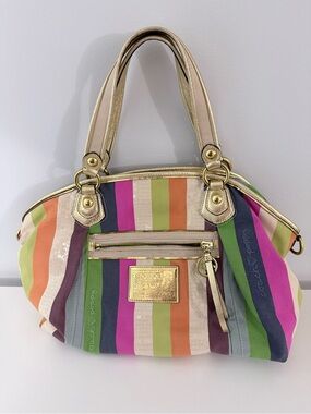 Coach striped poppy bag